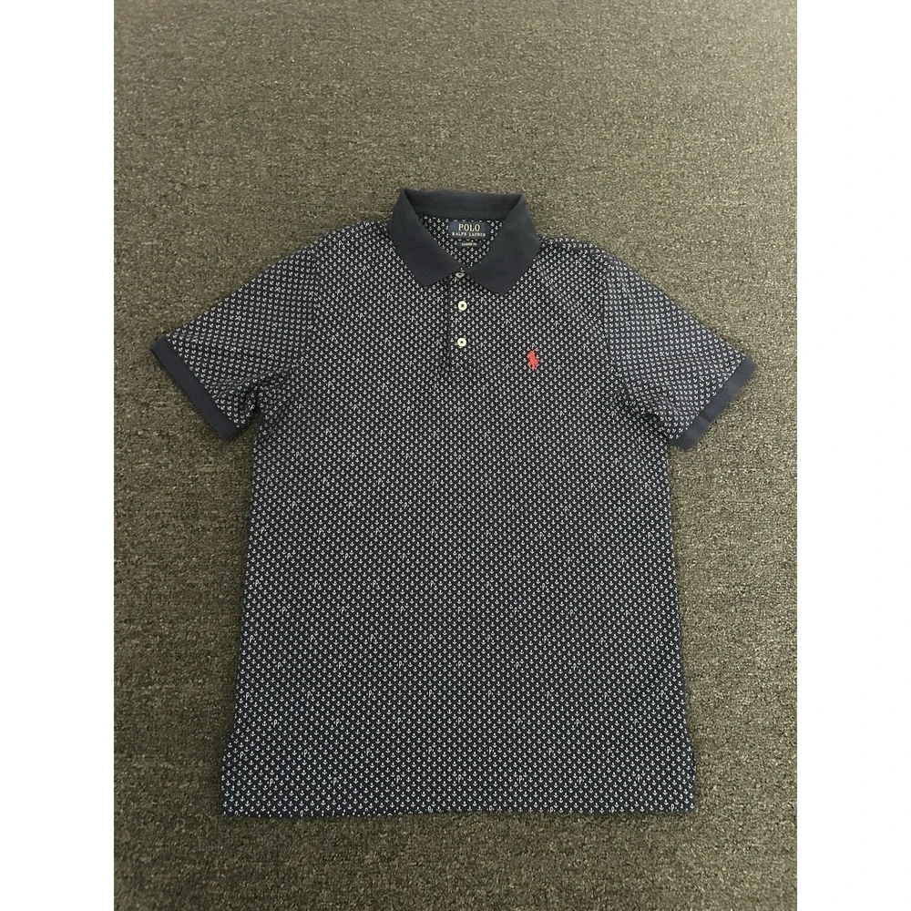 Polo Ralph Lauren Classic Fit Anchor Polo Shirt‎ Navy Mens Small Nautical Preppy